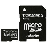 Transcend Carte Mémoire MicroSDHC 8GB Classe 10 + adaptateur