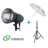 Kit Flash de Studio Visico VL-400 Plus + Support + Parapluie translucide