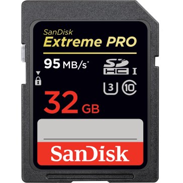 Carte mémoire SanDisk Extreme Pro SDHC 32GB V30 U3 SDS 95Mb/s pour Canon Ixus 105