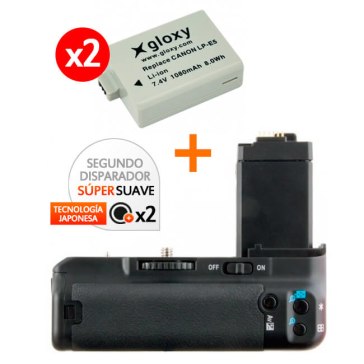 Kit de Empuñadura Gloxy GX-E5 + 2 Baterías LP-E5