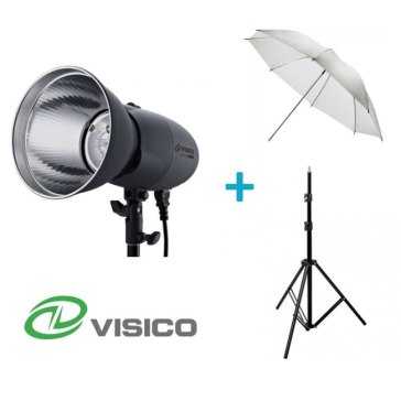 Kit Flash de Estudio Visico VL-400 Plus + Soporte + Paraguas Traslúcido para Canon EOS 1Ds
