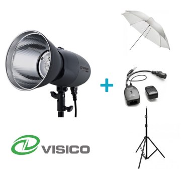 Visico Kit Flash Studio VL-400 Plus + Support + Parapluie Translucide + Déclencheur VC-816