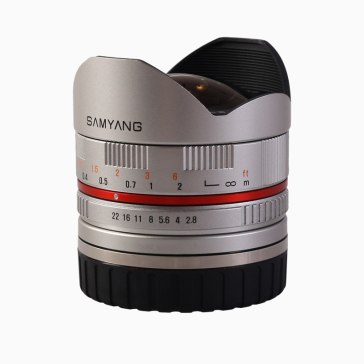 Objetivo Samyang 8mm f/2.8 Ojo de pez Fuji X plateado