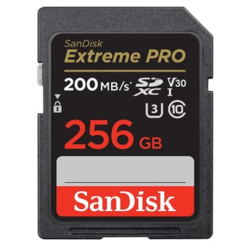 Carte mémoire SanDisk Extreme Pro SDXC 256GB 200MB/s V30 pour JVC GZ-E10