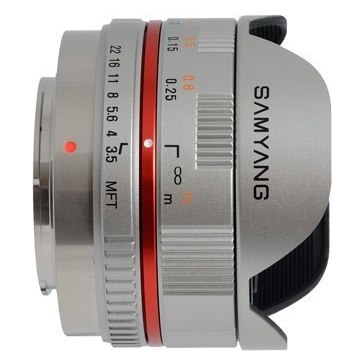 Objectif Samyang 7.5mm f/3.5 UMC Fish-eye Micro 4/3 Argenté