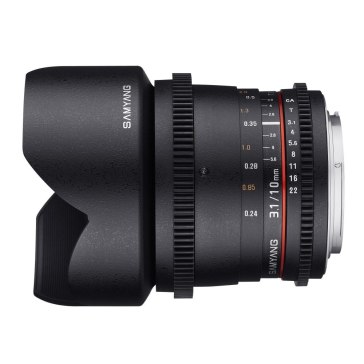 Samyang 10mm T3.1 V-DSLR para Canon EOS 1000D
