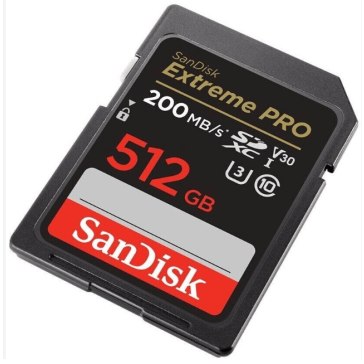 Tarjeta de memoria SanDisk Extreme Pro SDXC 512GB 200MB/s V30 para Canon EOS C500 Mark II