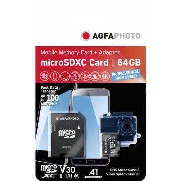 AgfaPhoto microSDXC 64GB UHS-I Profesional High Speed 100MB/s