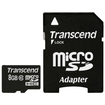 Transcend 8GB  MicroSDHC Card Class 10 + Adapter for Canon Powershot N Facebook ready edition