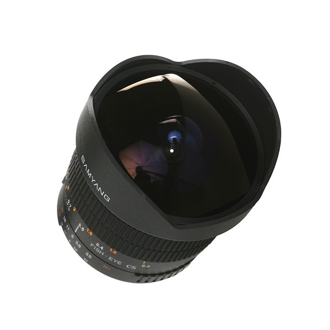 distancia focal fija 8 mm, ojo de pez, diámetro: 121 mm negro Samyang 7617 Objetivo para Minolta 