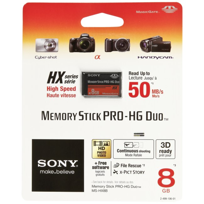 Autorizar jueves Caligrafía Memoria Sony Memory Stick 8GB para Sony DSC-HX1